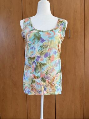 Pastel Abstract Print Tank Top - Multi-Color Sz. S